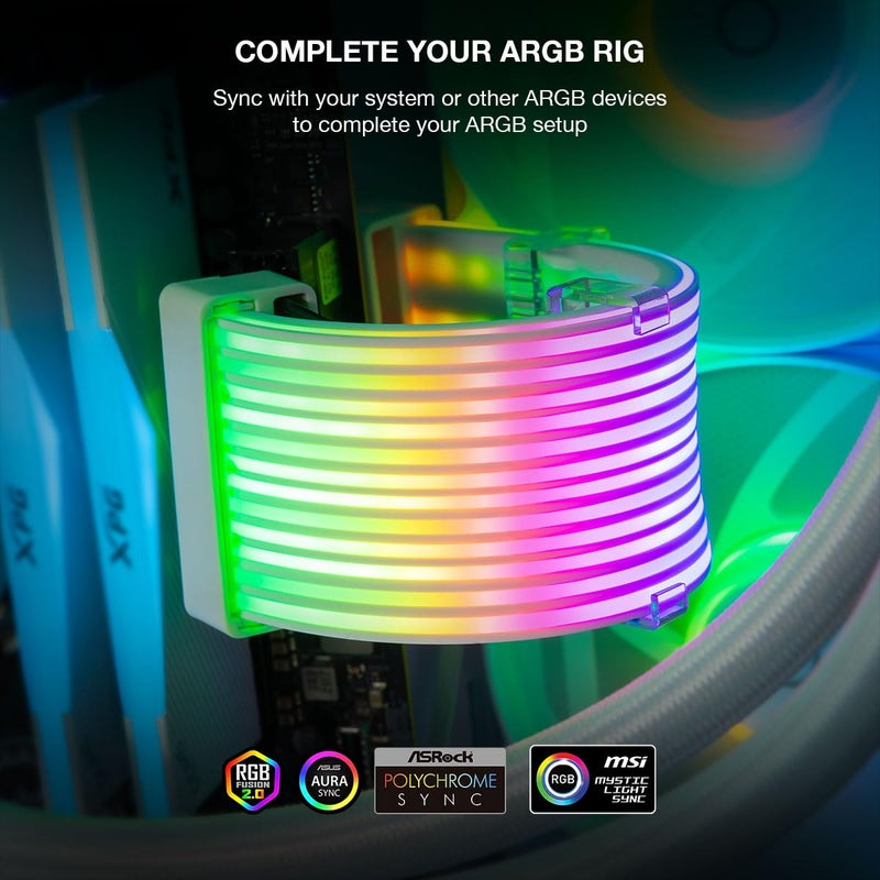 TECWARE Flex RGB Cable Cover Kit | Compatible with 24-Pin Motherboard and 8-Pin/16-Pin GPU | ARGB PSU Cable Extension with 5V 3-Pin Sync | RGB Lighting Kit for PC Cables | White - Image 5